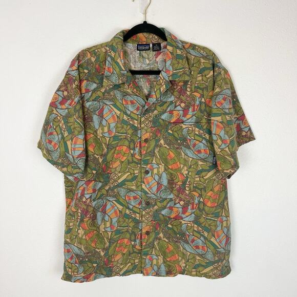 Rare Men's Vintage 90's Patagonia Fish Button-up Hawaiian Shirt M Pataloha - Picture 1 of 8